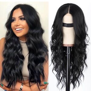 Elegant Black Wavy Hair Wig